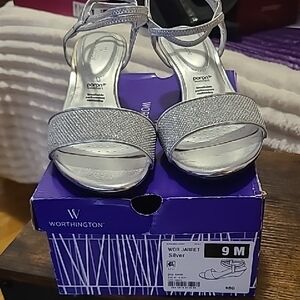 Worthington Silver Strappy Heels